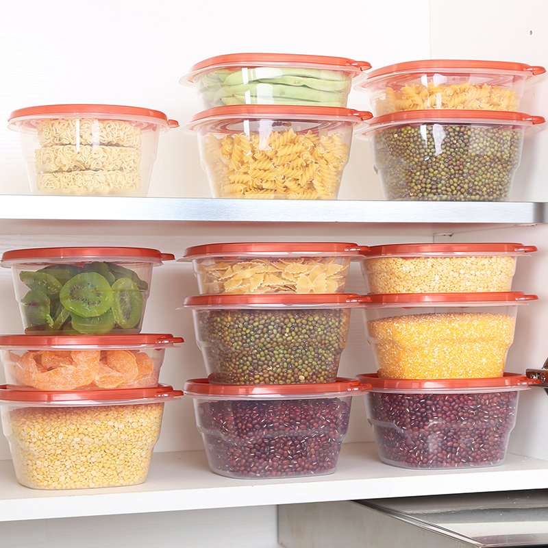 15pcs/set Kitchen Organizer Grains Beans Storage Jar Keep Fresh Food Storage Box Refrigerator Food Sealed Crisper Container