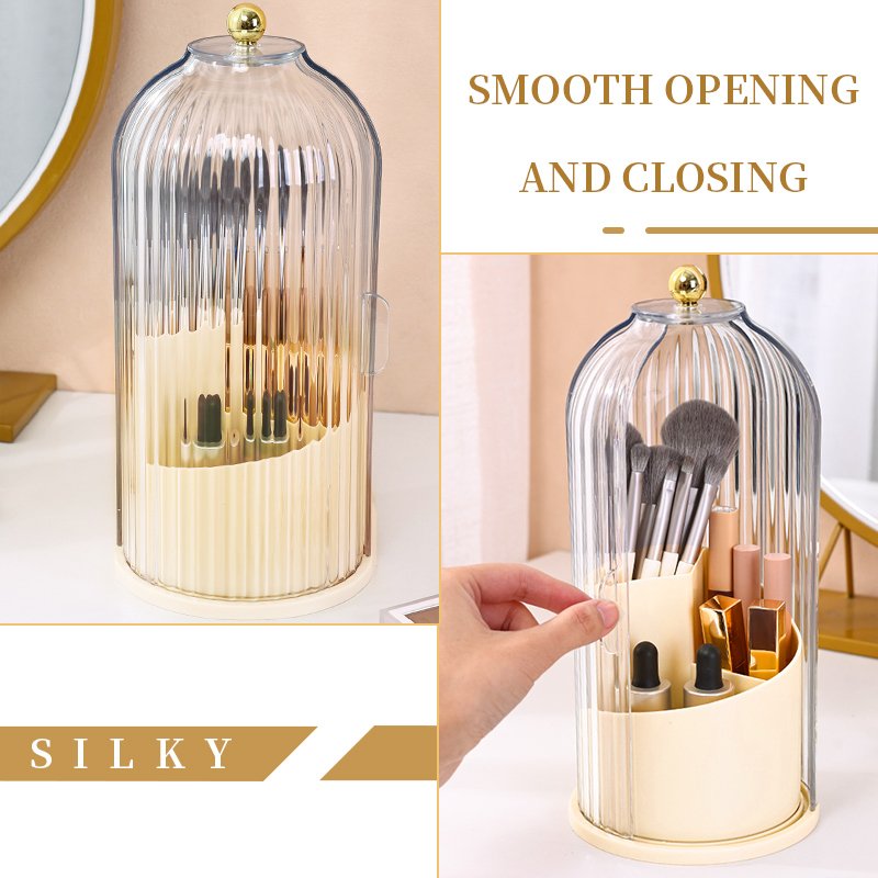 Factory Rotating Luxury Makeup Brush Holder Dresser Desktop Organizer Transparent Rotatable Cosmetics Storage Box 360