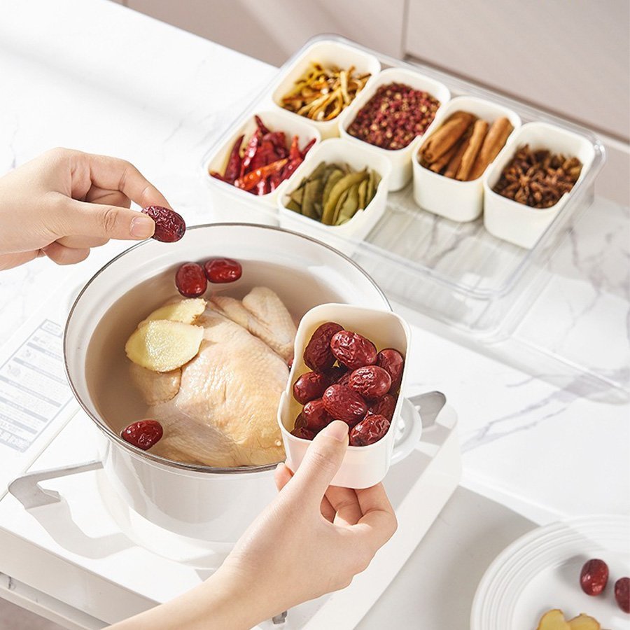 Kitchen Portable Snack Platters 8 Compartments Divided Serving Tray Lid Handle Snackle Box Container Food Storage Container
