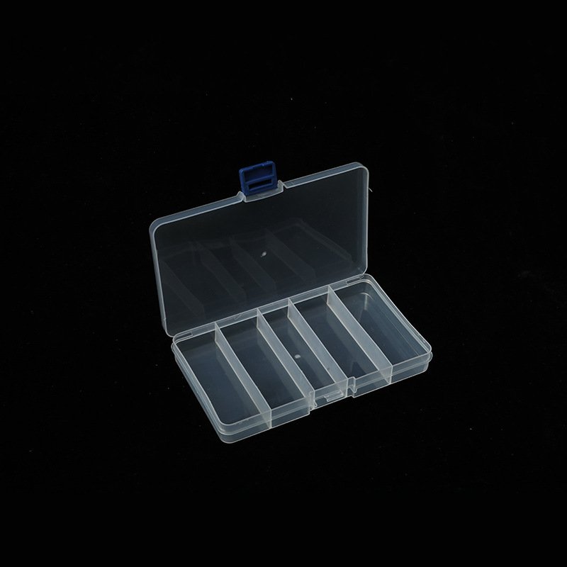 small 5 grid detachable fishing storage box transparent blue buckle beaded screw fish hook plastic medicine box