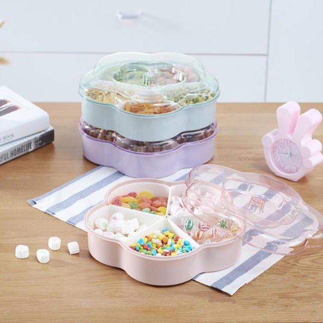 Flower Shape Compartment Tray Candy Plastic Food Storage Box