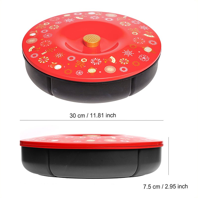 Snack Storage Box 12" Fruit Tray 6 compartments Multi-functional Sweets Candy Dish With Lid Chinese New Year Candy Box Tableware
