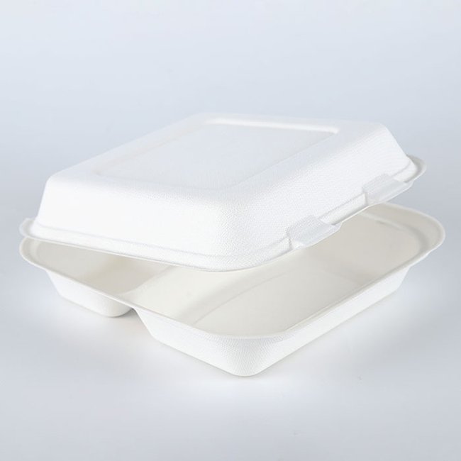 Biodegradable Disposable Sugarcane 3 Compartment Takeaway Lunch Bento Box