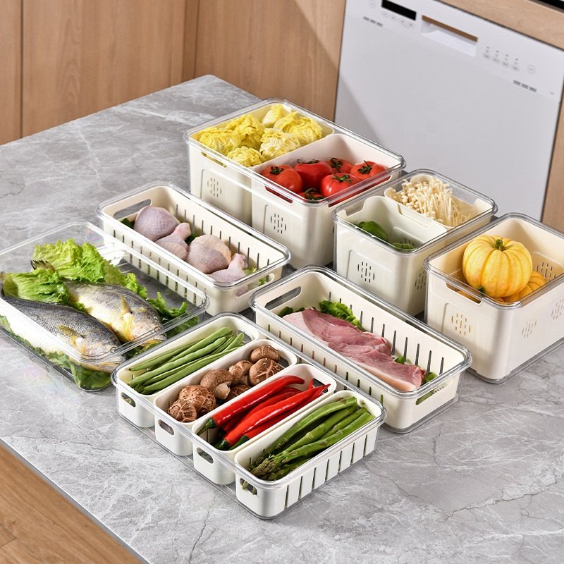 Lakuna Storage box Sealed Frozen Refrigerator Fruits and Vegetables Portable Storage Box with Lid for Camping Outdoor