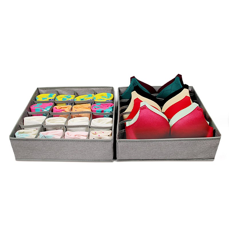 DS4096 Foldable Fabric Dresser Drawer Divider Bins for Bra Socks Underwear Organizer Divider Non Woven Underwear Storage Box