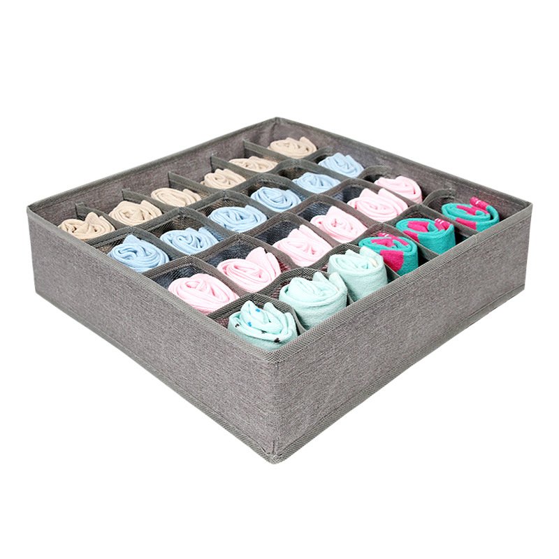 DS4096 Foldable Fabric Dresser Drawer Divider Bins for Bra Socks Underwear Organizer Divider Non Woven Underwear Storage Box
