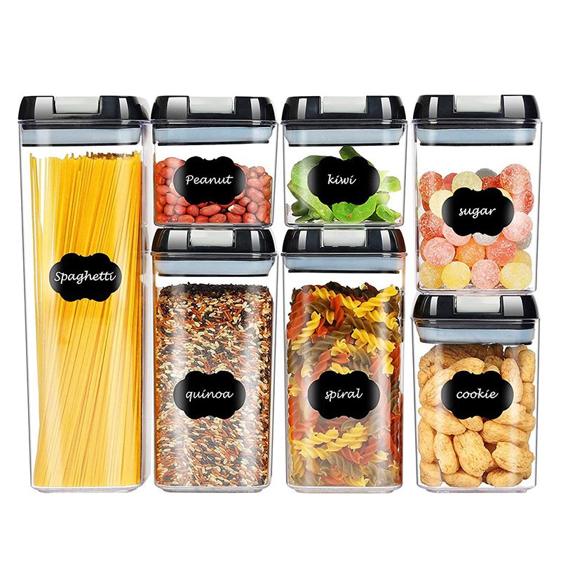 Airtight Pantry Kitchen Organizer 7 Pieces Pack Rice Cereal Dry Food Container Box Air Tight Plastic Food Storage Container Set