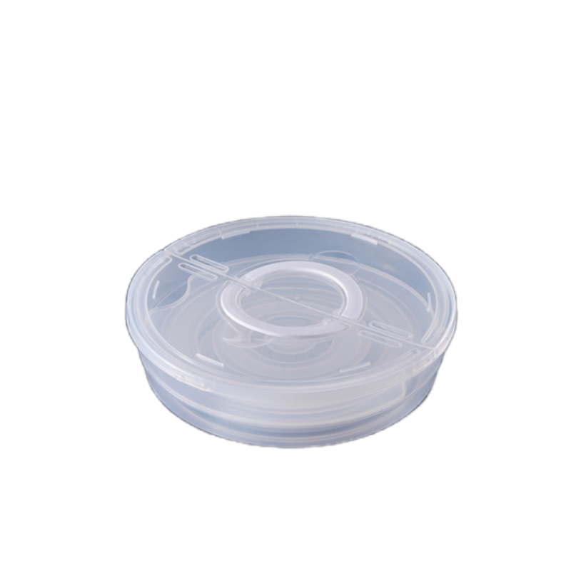 Multi-purpose portable handle round non-compartmentalised dumpling storage box collapsible box with lid food storage box