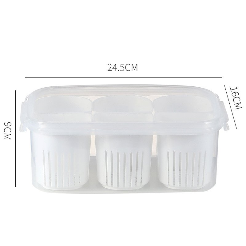Storage Box Kitchen Vegetables Organizer Drain Seal PP Plastic Refrigerator Crisper Food Storage