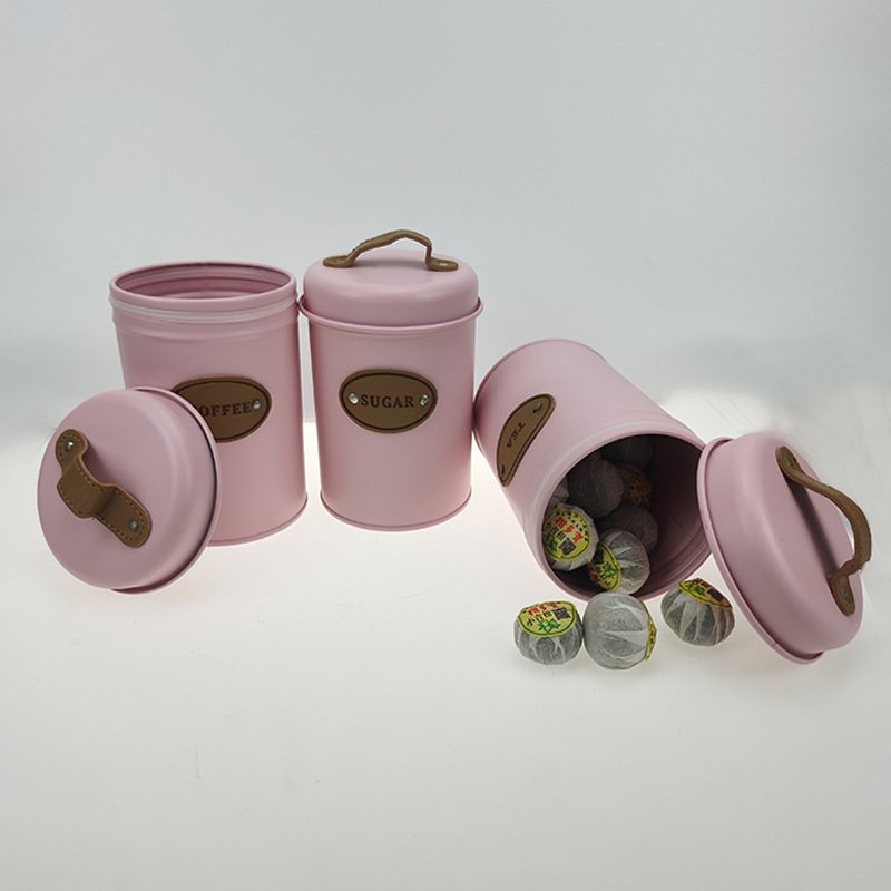 Wholesale 3 Pieces Metal Coffee Tea And Sugar Container Canister Jars Set Luxury Food Storage Bin Safe Organizer Box For Kitchen