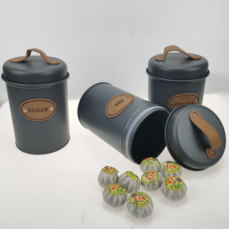 Wholesale 3 Pieces Metal Coffee Tea And Sugar Container Canister Jars Set Luxury Food Storage Bin Safe Organizer Box For Kitchen
