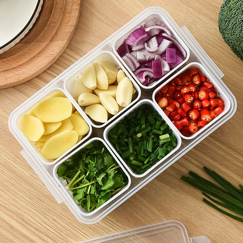 Household Kitchen Ingredients Storage Box Refrigerated Sealed And Divided Preservation Box Side Dish Storage Box