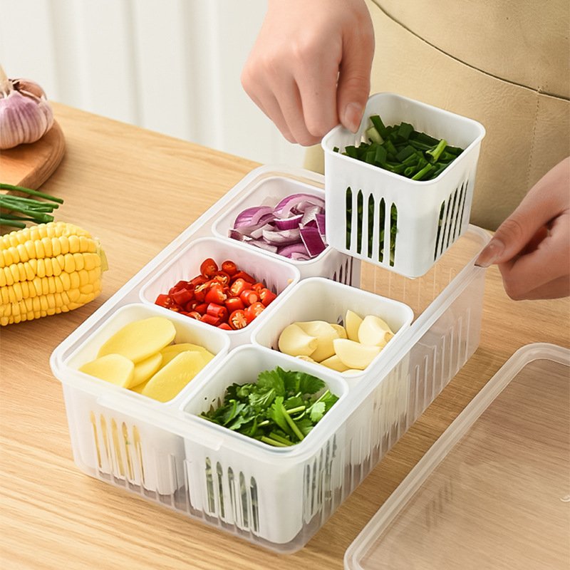 Household Kitchen Ingredients Storage Box Refrigerated Sealed And Divided Preservation Box Side Dish Storage Box