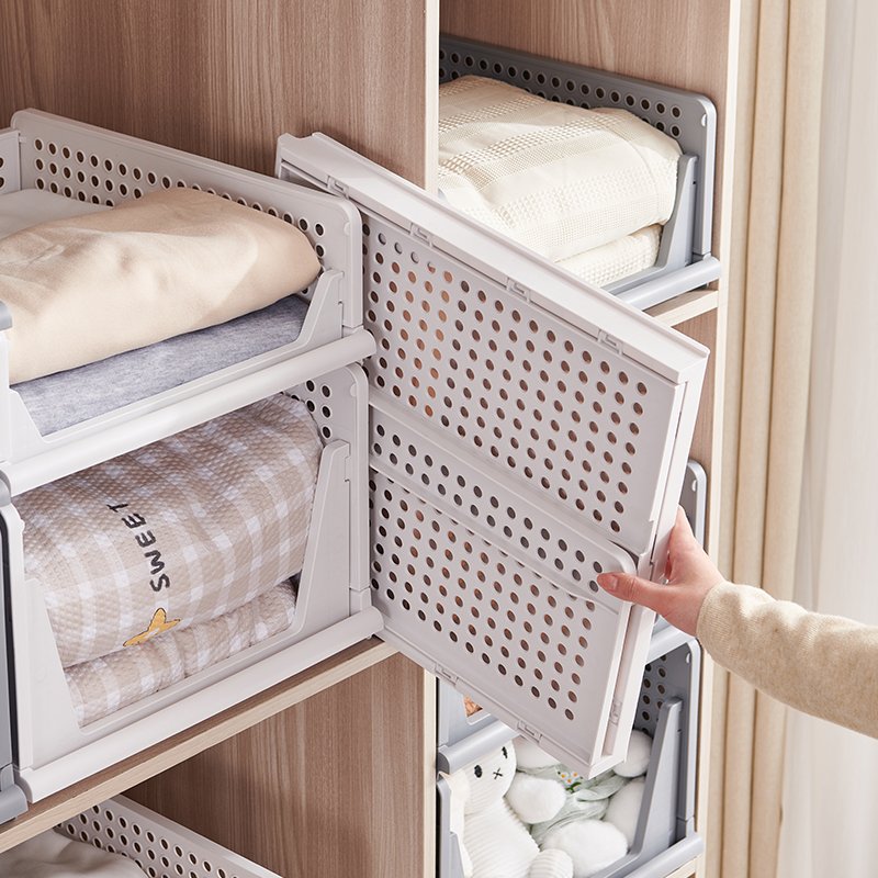 Hot Sell Custom Logo Drawer Cabinet Organizing Stackable Foldable Plastic Clothes Storage Box For Organizer Clothes & Underwear