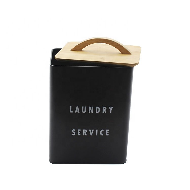 Modern Farmhouse Metal Laundry Powder Container Tin Storage Box with Scoop for Laundry Room Decor Organization and Storage