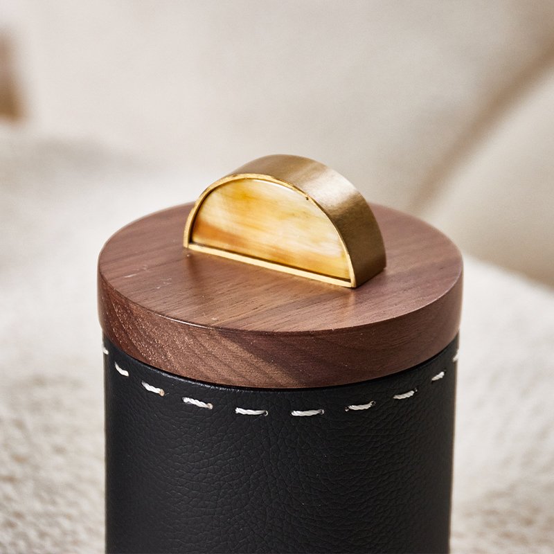 High End Luxury Creative Wooden Leather storage box rectangle storage box with gold lid for home decor