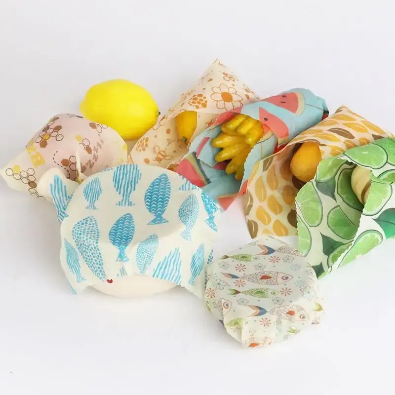 2023 Reusable Beeswax Food Wrap Eco Friendly Organic Bees Wax Food Storage Wrappers bees wax wraps