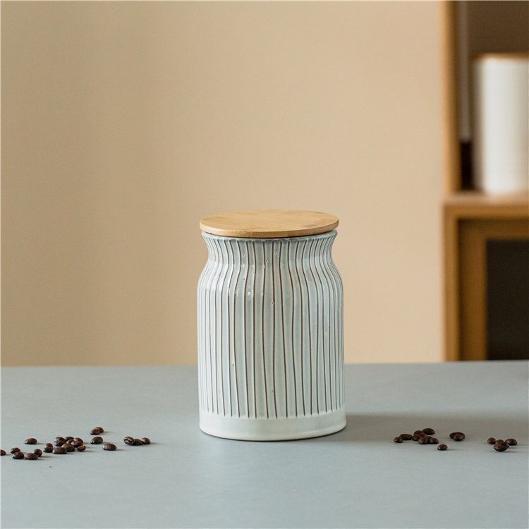 Nordic kitchen tea coffee sugar ceramic canister custom logo airtight food storage & container