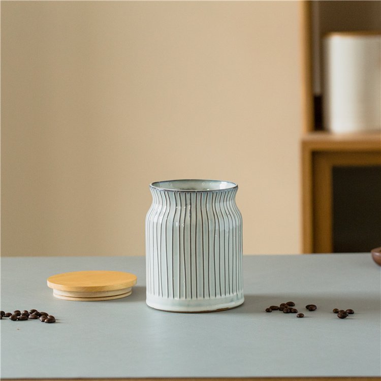 Nordic kitchen tea coffee sugar ceramic canister custom logo airtight food storage & container