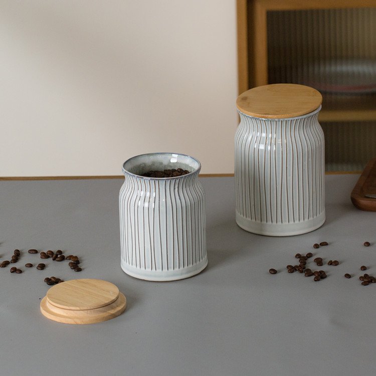 Nordic kitchen tea coffee sugar ceramic canister custom logo airtight food storage & container