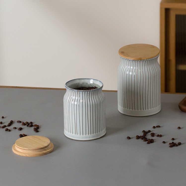 Nordic kitchen tea coffee sugar ceramic canister custom logo airtight food storage & container