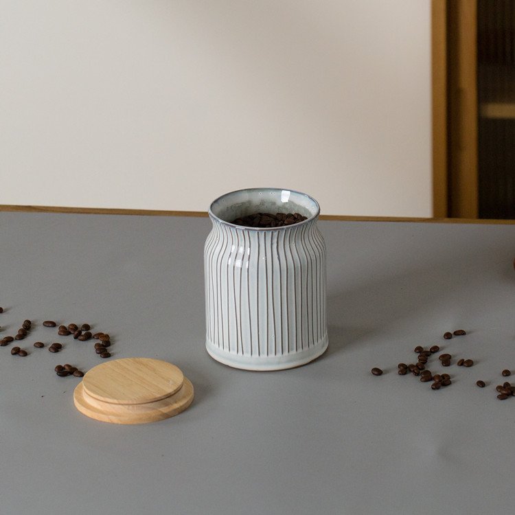 Nordic kitchen tea coffee sugar ceramic canister custom logo airtight food storage & container