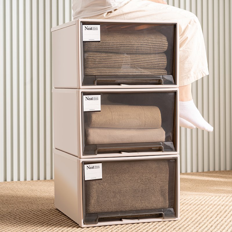 Heighten Plastic Drawer Storage Bins Office Document Container Transparent Underwear Organizer Bra Storage Box