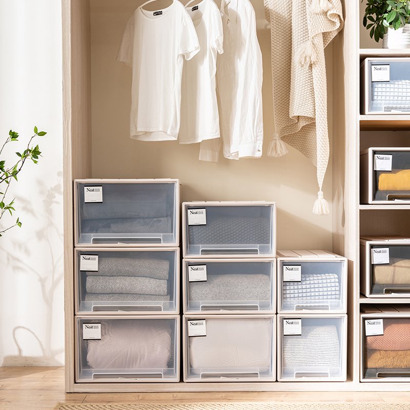 Heighten Plastic Drawer Storage Bins Office Document Container Transparent Underwear Organizer Bra Storage Box