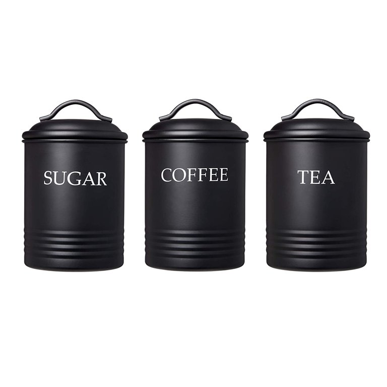 Steelware Central Kitchen Canister Set of 3 Sugar Coffee Tea with lids Food Storage