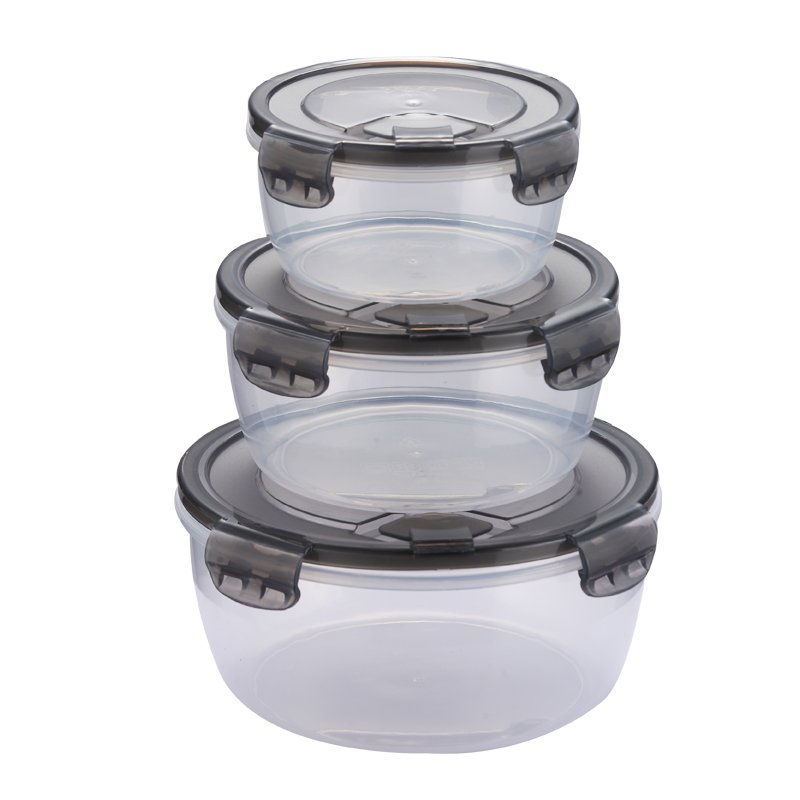 Microwaveable round airtight meal pre picnic snack soup sauces crisper set plastic storage box PP food container with snap lock