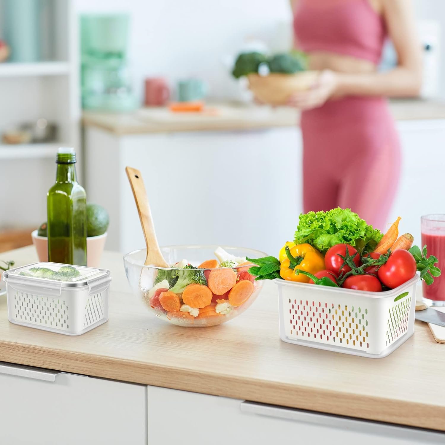 Plastic Multifunctional Food Kitchen Refrigerator Vegetable Fruit Storage Box BPA Free Kitchen Refrigerator Organizers Container