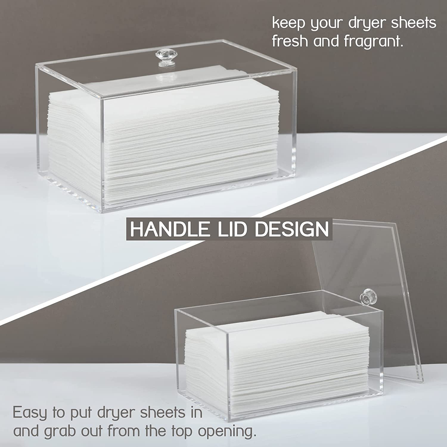 Acrylic Container Storage Box for Laundry Room Organization Acrylic Dryer Sheet Holder Dispenser