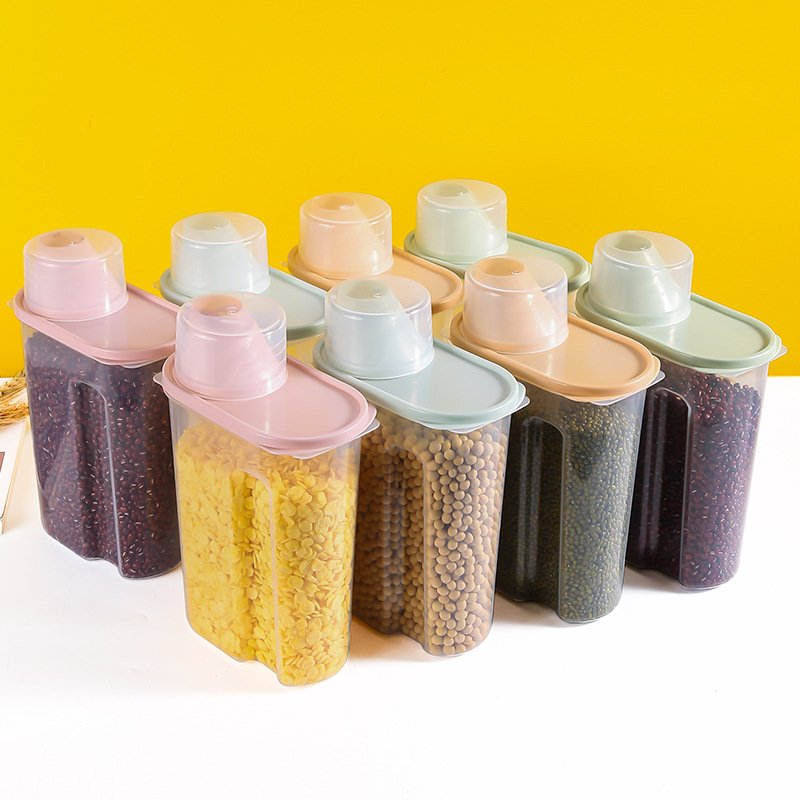Kitchen Dry Food Storage Box Plastic Grain Tank Cereal Sealed Storage Jar for Kitchen Storage Jar Accessories