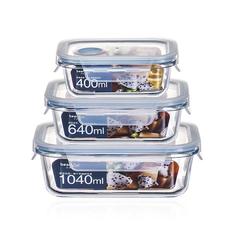 Factory Direct Sale High Borosilicate Glass Food Storage Containers Set with PP Lid Lunch Box