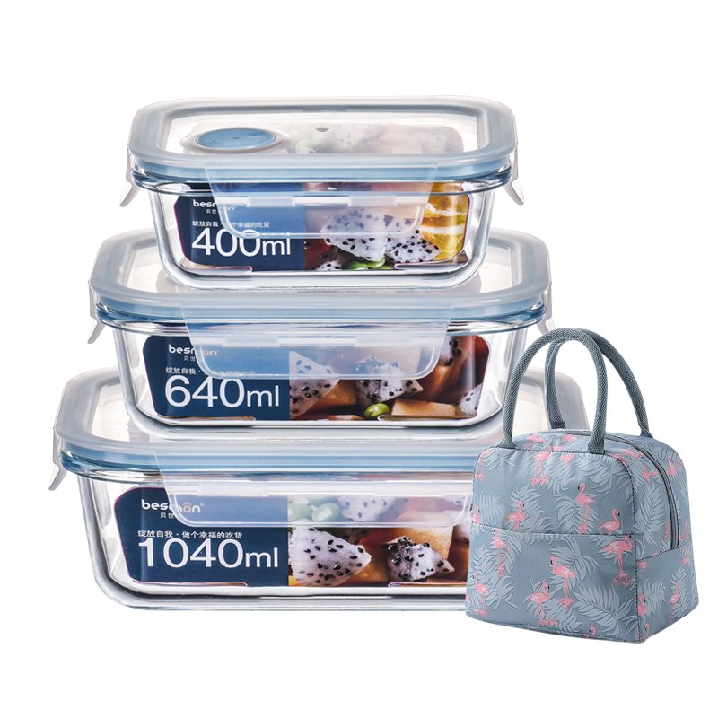 Factory Direct Sale High Borosilicate Glass Food Storage Containers Set with PP Lid Lunch Box