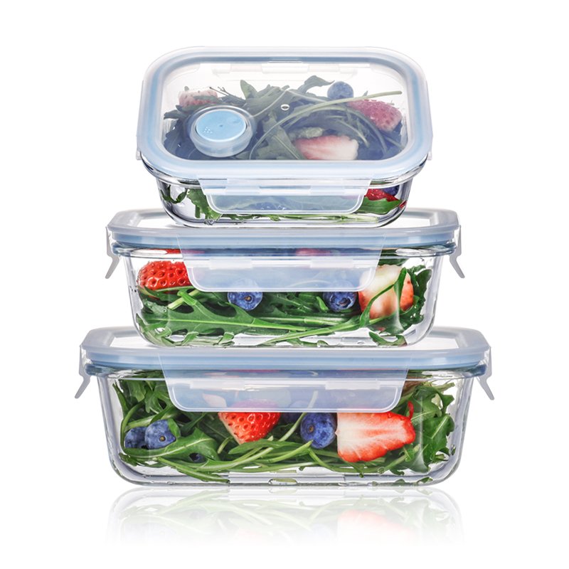 Factory Direct Sale High Borosilicate Glass Food Storage Containers Set with PP Lid Lunch Box