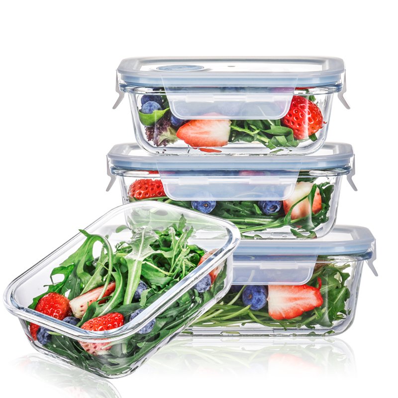 Factory Direct Sale High Borosilicate Glass Food Storage Containers Set with PP Lid Lunch Box