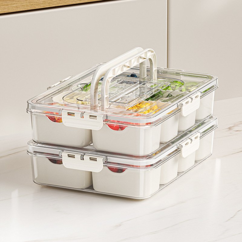 8 Grids Snackle Box Container Divided Clear Serving Tray Kitchen Organizer for Spice Fruit Food Storage Containers Multifunction