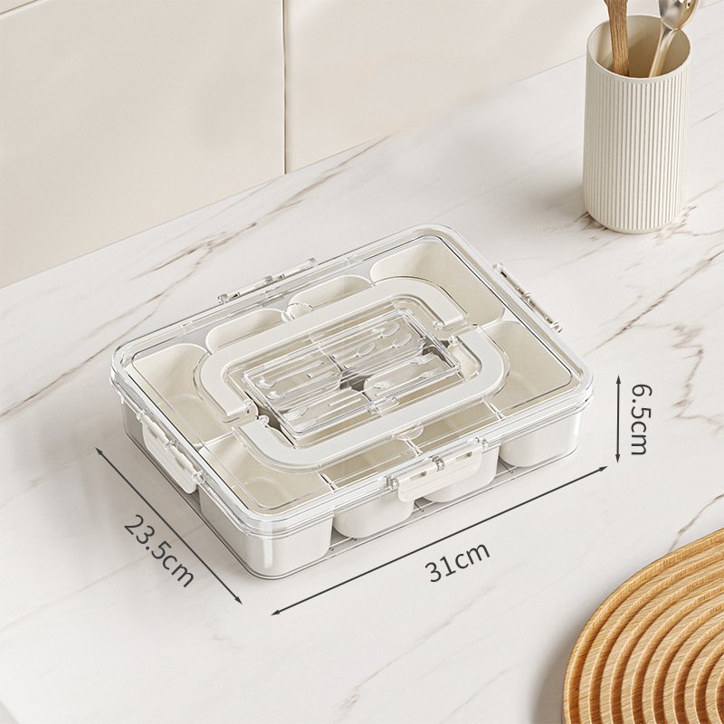 8 Grids Snackle Box Container Divided Clear Serving Tray Kitchen Organizer for Spice Fruit Food Storage Containers Multifunction