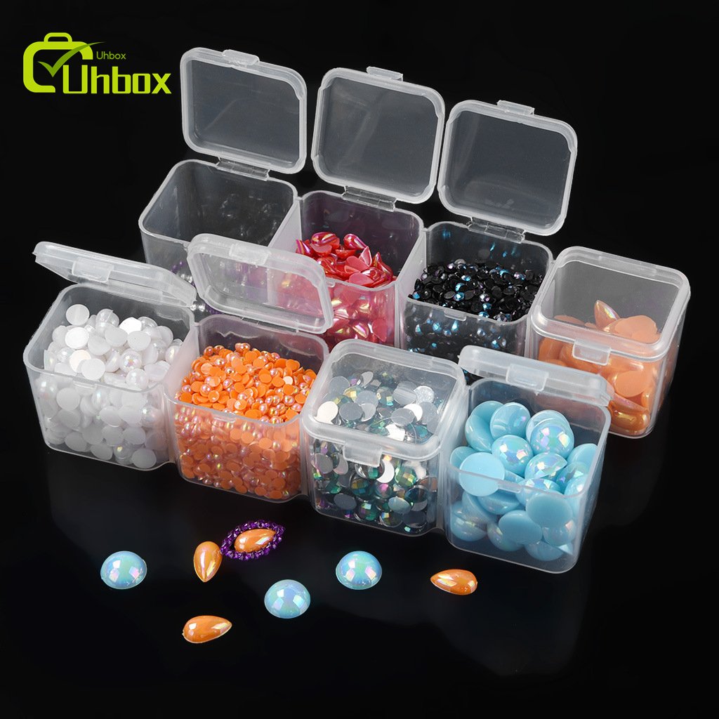 Small Square Transparent Plastic Storage Box Cover Storing Electronic Components Small Accessories Hair Rope Hair Clips-Gift