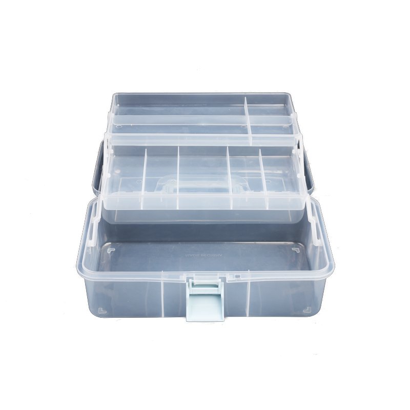 Lower Price Durable Lockable Plastic Fishing Tackle Storage Tool Box Semi-Clear Plastic Craft Storage Box With Two Trays
