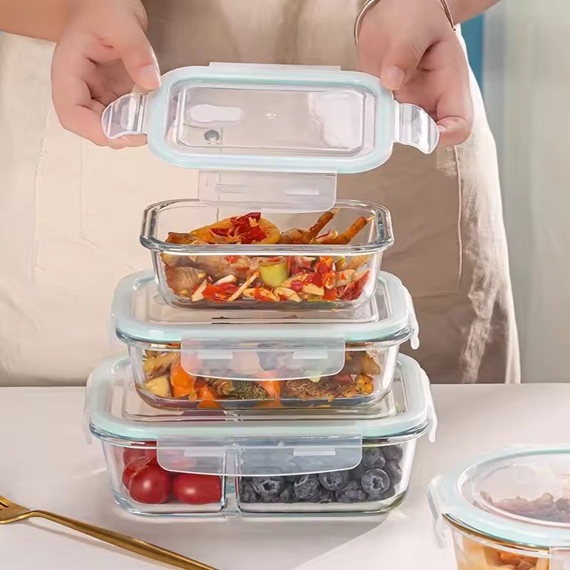 Hot Seller 2024 Airtight Glass Storage Containers With Lids Refrigerator Glass Meal Prep Containers Reusable