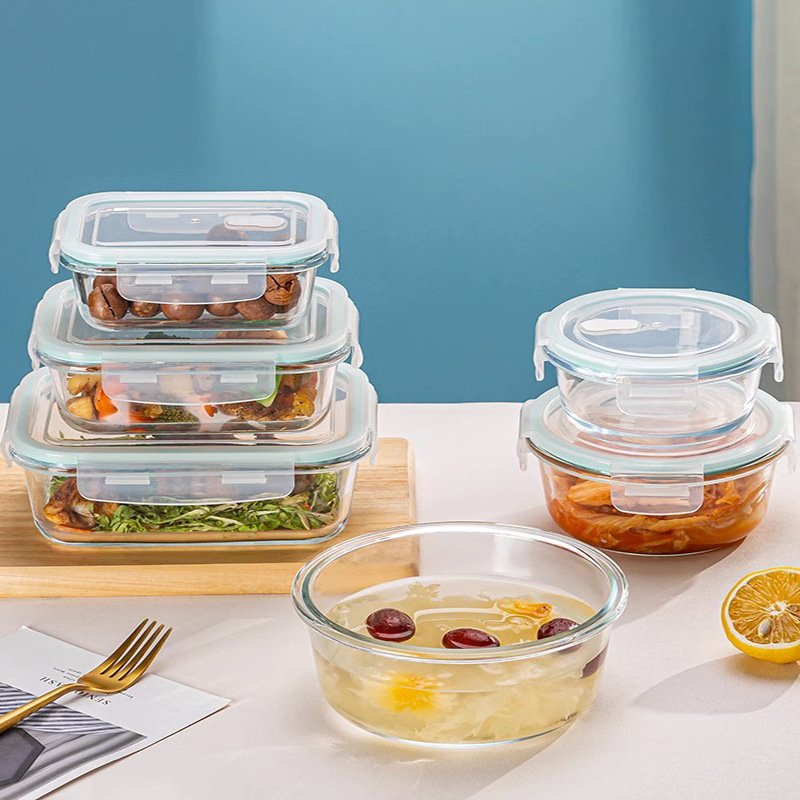 Hot Seller 2024 Airtight Glass Storage Containers With Lids Refrigerator Glass Meal Prep Containers Reusable