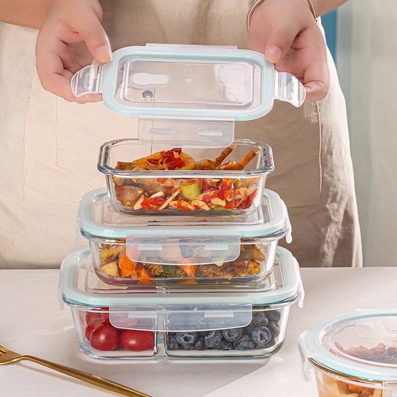Hot Seller 2024 Airtight Glass Storage Containers With Lids Refrigerator Glass Meal Prep Containers Reusable