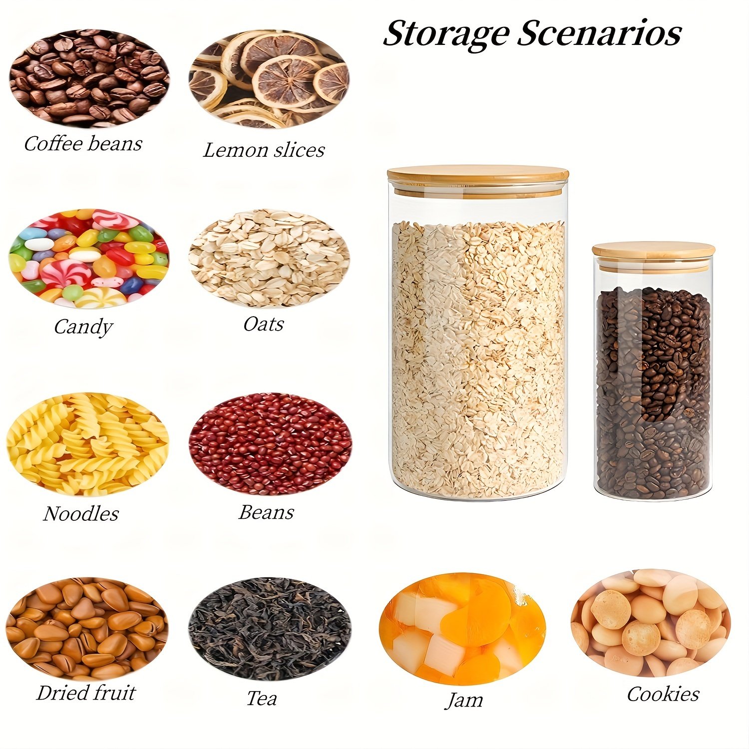 YOLOWE HOME Modern Glass Spice Jar Bamboo Lid Home Kitchen Food Storage Container Organizer Bin Made Silicone Wood Party Use