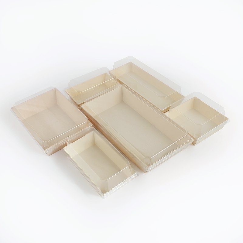 Biodegradable Customized Disposable Take Out Food Box To Go Packaging Box Wooden Bento Lunch Sushi Tray Box
