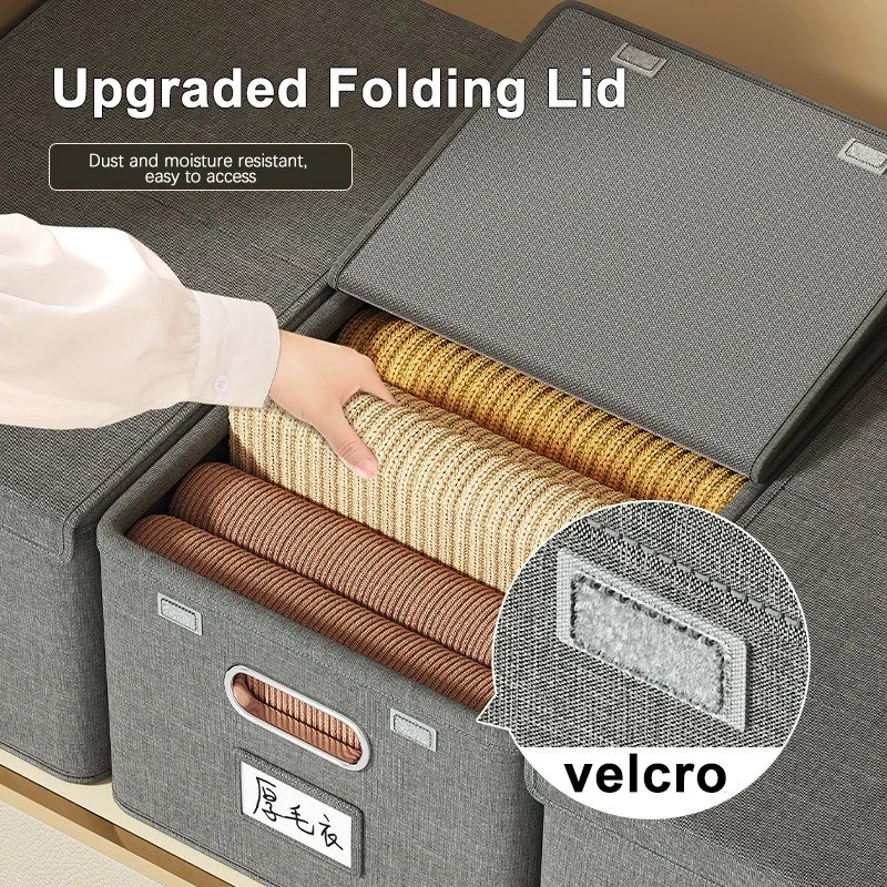 1PC Cation Folding Conjoined Lid Organiser Large Capacity Flip Lid Organiser Household Clothes Organiser Wardrobe Storage Boxes
