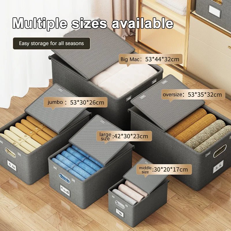 1PC Cation Folding Conjoined Lid Organiser Large Capacity Flip Lid Organiser Household Clothes Organiser Wardrobe Storage Boxes