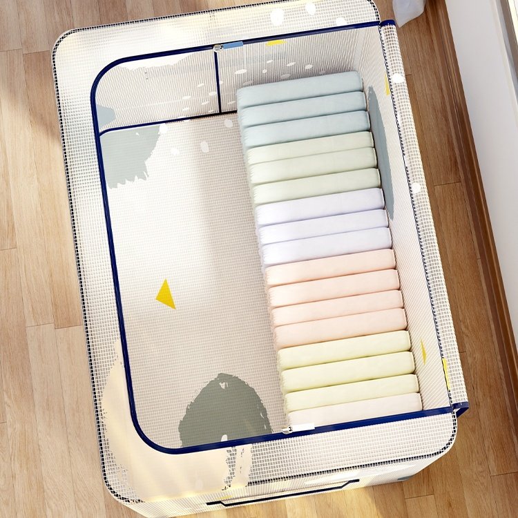 PVC Cloth Storage Box Bin Waterproof Large Foldable Double Zipper Durable Fabric Transparent Clothes Storage Box