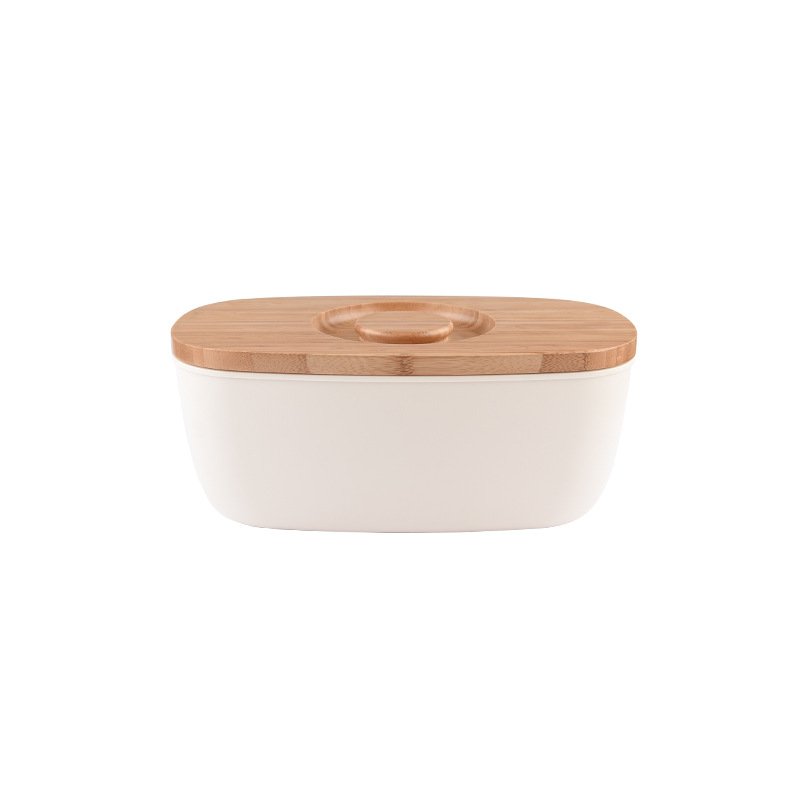 Hot sale storage kitchen food container Farmhouse Decor Counter top vintage Plastic bread box with wheat straw lid